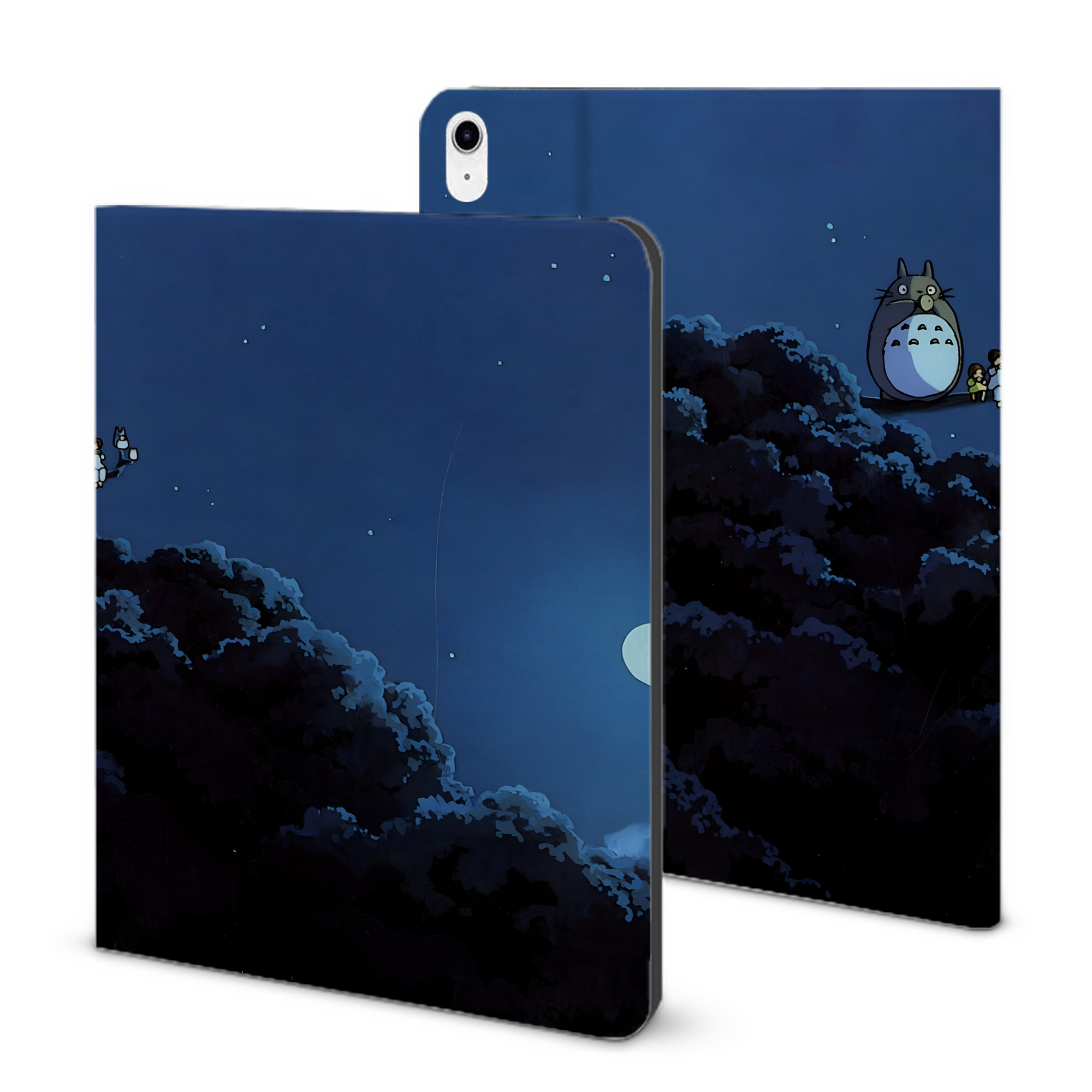 （画像用） となりのトトロ 草壁メイ 草壁サツキ My Neighbor Totoro Satsuki Kusakabe Mei Kusakabe IPad ケース ブック型 PUレザー TPU 耐衝撃 軽量 薄型 ペン収納なし 全面保護 IPad 各モデル対応